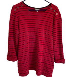 Croft & Barrow Red and Black Striped Sweater